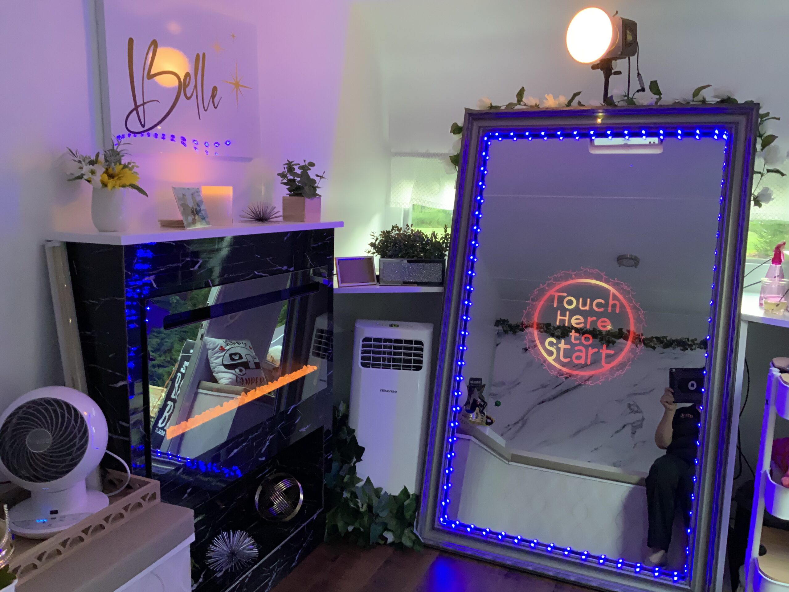 Inside Belle the camper photo booth 